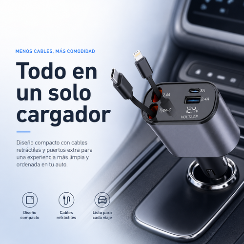 Cargador retráctil de 120W instalado en el automóvil