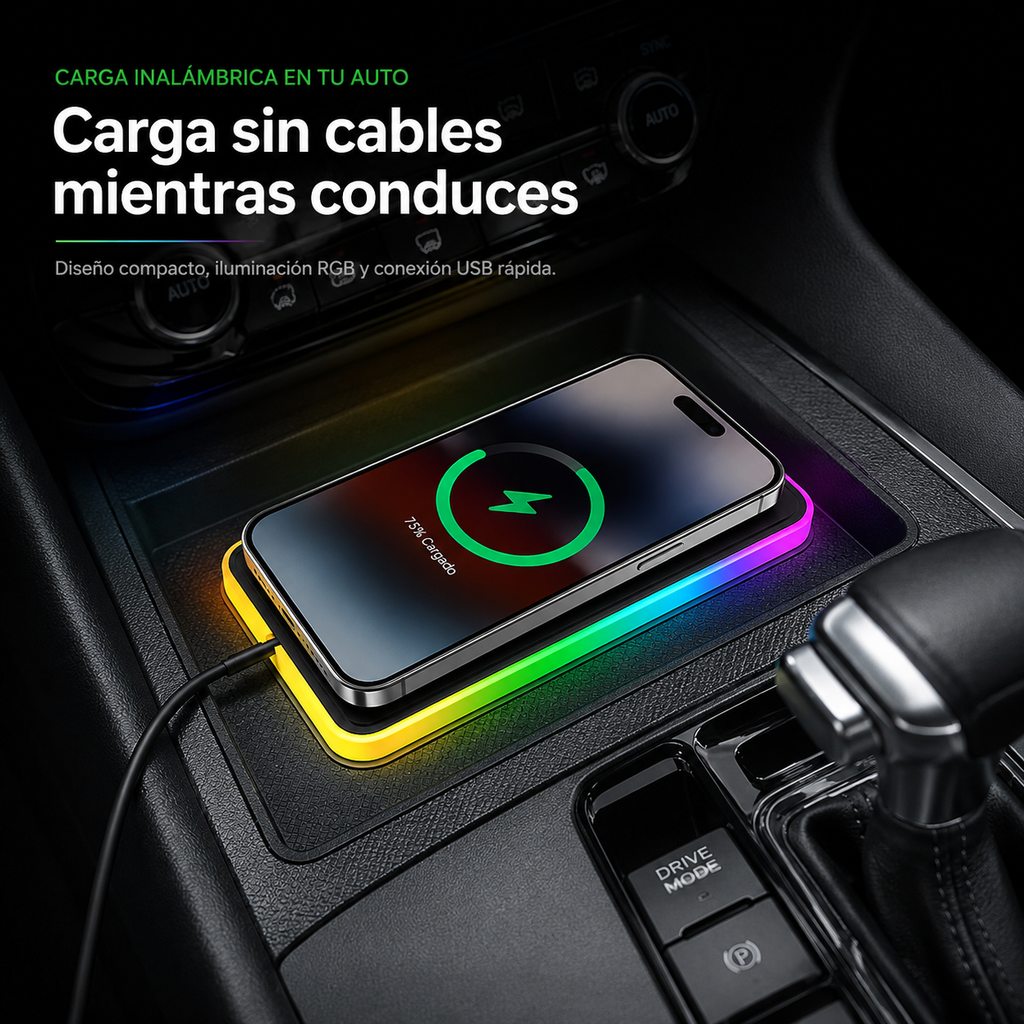 MagicPad cargador inalámbrico instalado en la consola del automóvil