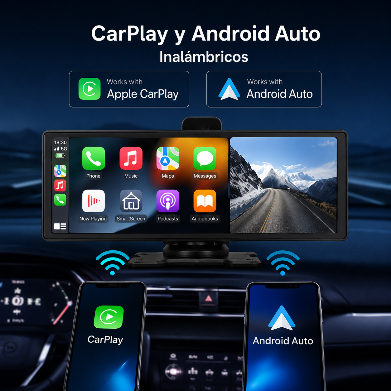 MagicScreen Pro compatible con CarPlay y Android Auto inalámbricos